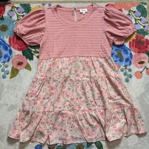 HEYSON Pink Floral Mini Dress with Pockets